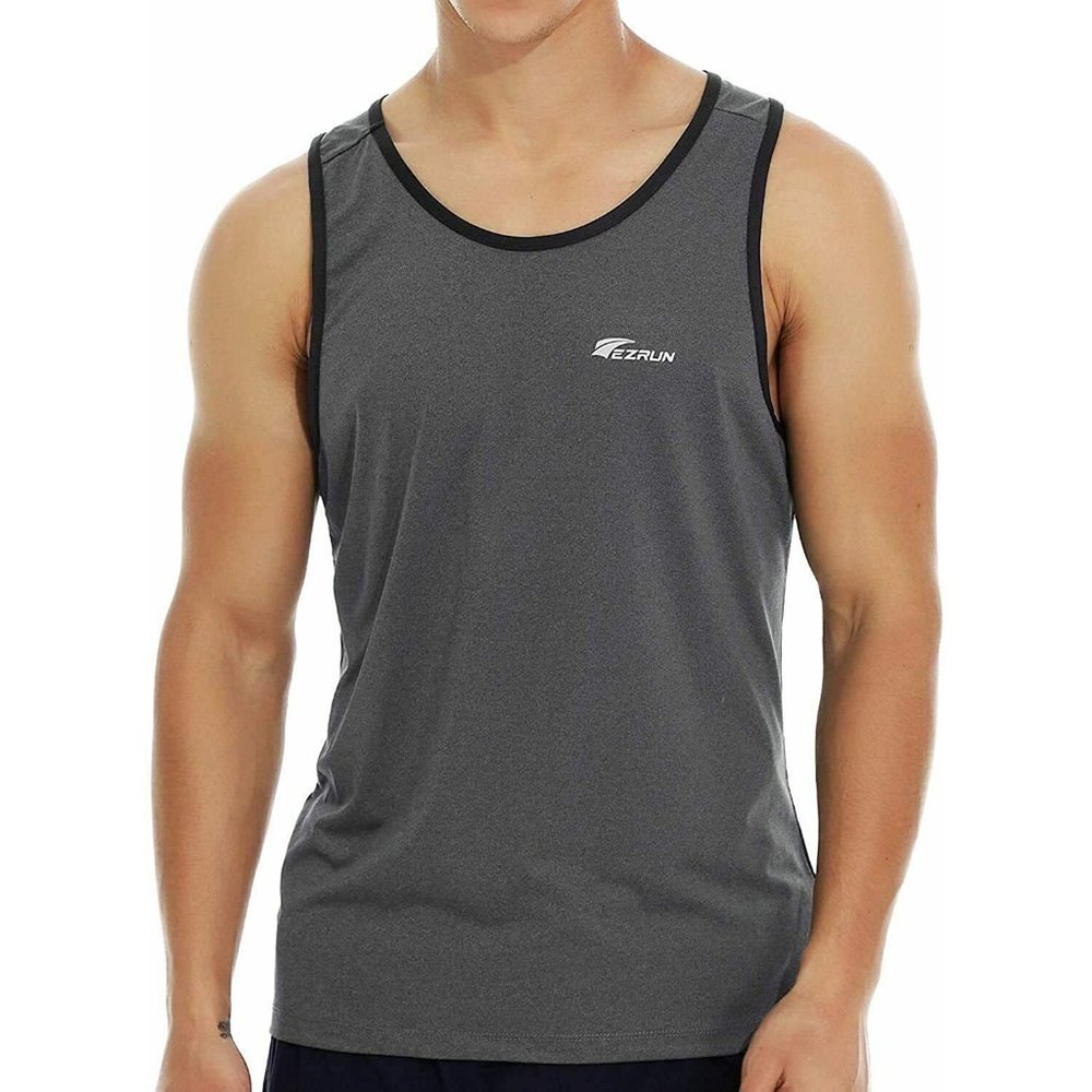 EZRUN Men's Tank Top Quick Dry Athletic Shirt Gray Size Large